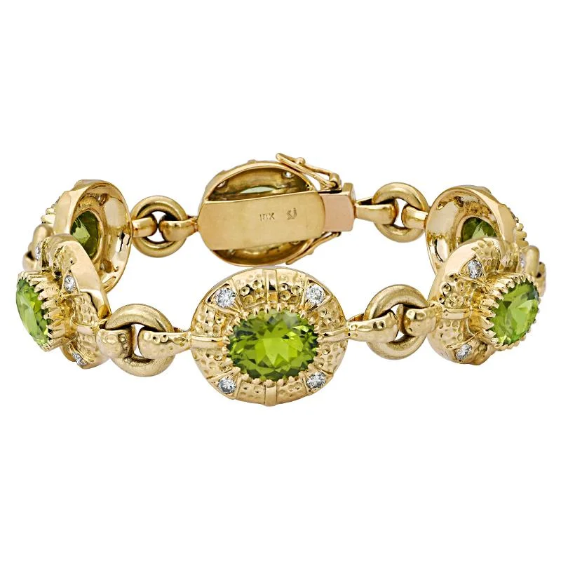 Diamond Bangle Bracelet-Bracelet-Peridot and Diamond  (1248B)