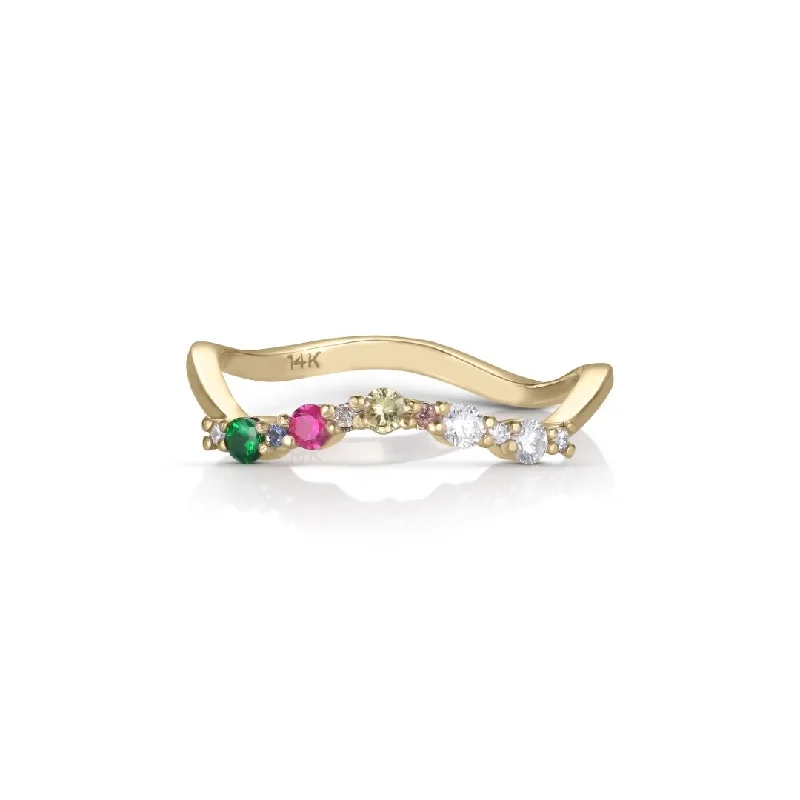 Stylish Gold Ring-Anpé Atelier x Anna Winck 14K Gold Ring w. Diamonds, Sapphires & Tsavorite