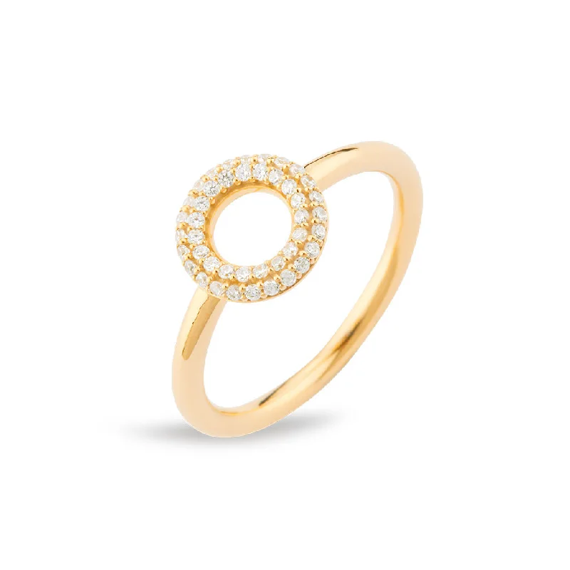 Large Gemstone Ring-Matiné 18K Gold Ring w. 42 Diamonds