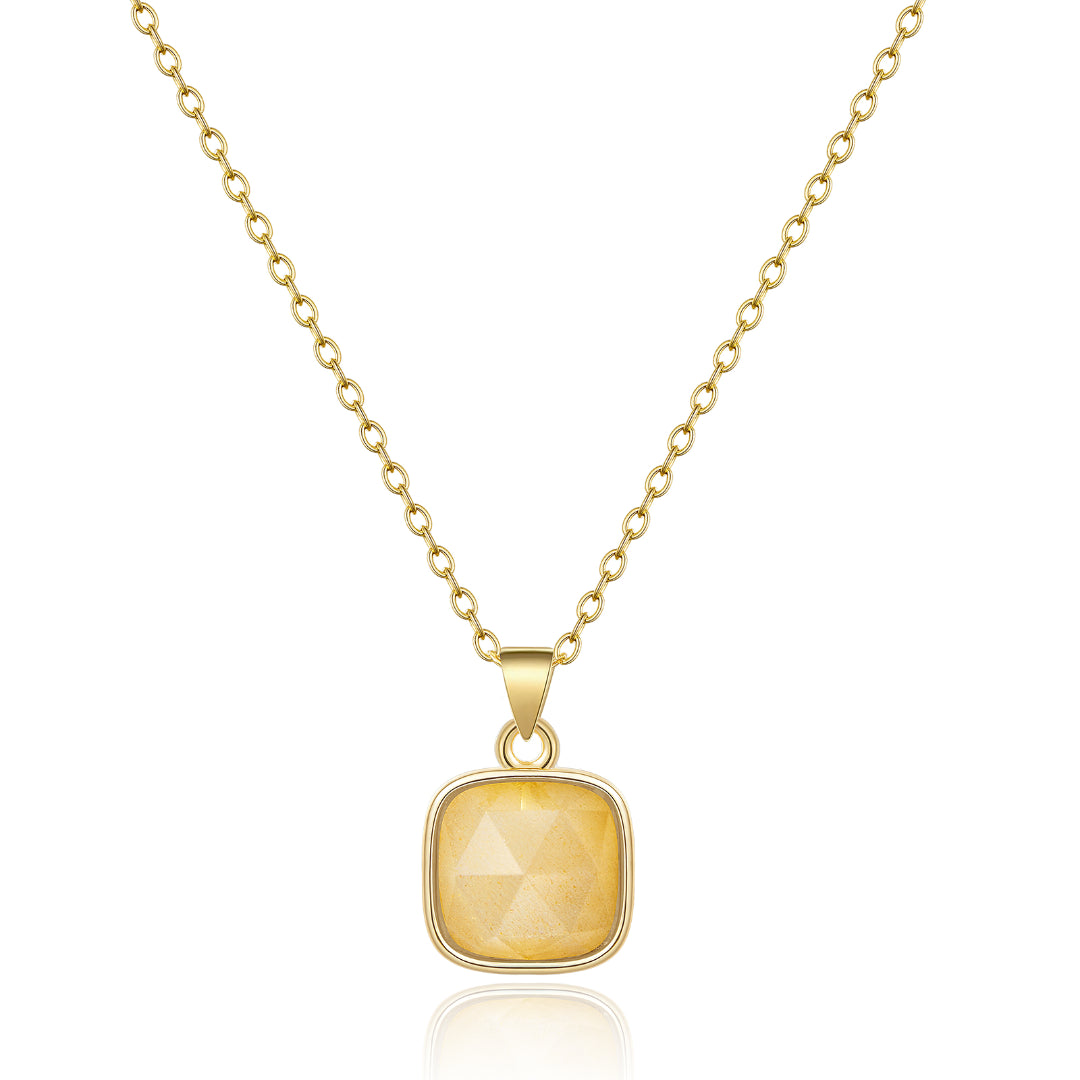 Classic Gold Necklace for Women-14K Gold Healing Crystal Necklace Natural Energy Stone Pendant Necklace - Citrine