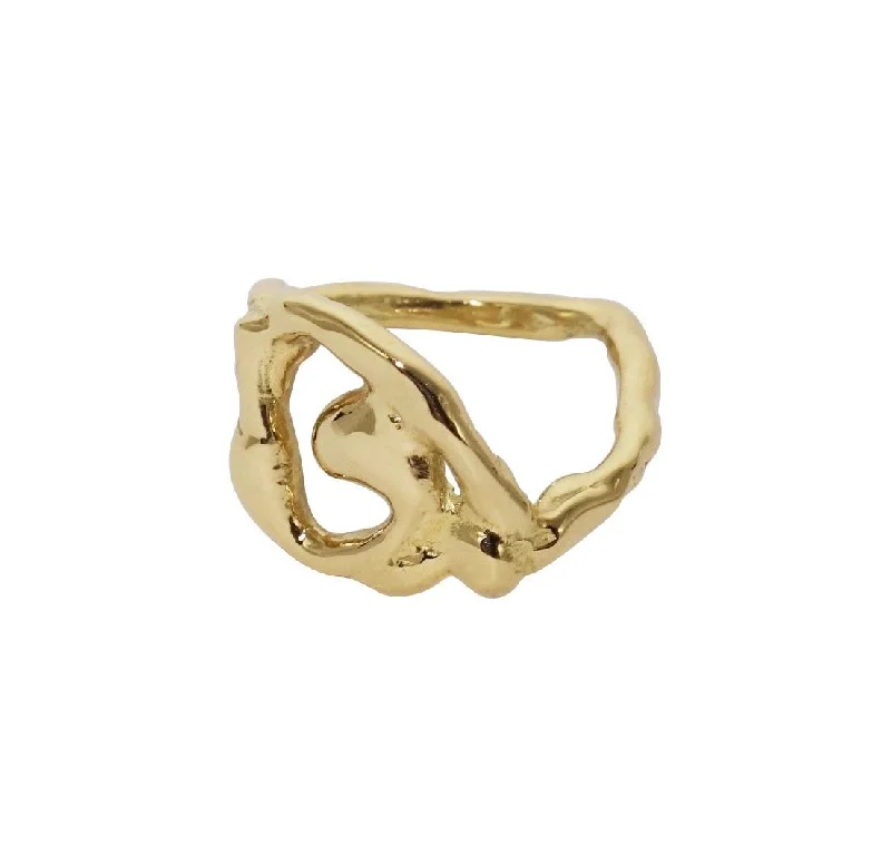 Wedding Band for Men-Lunar Maze 14K Gold Ring