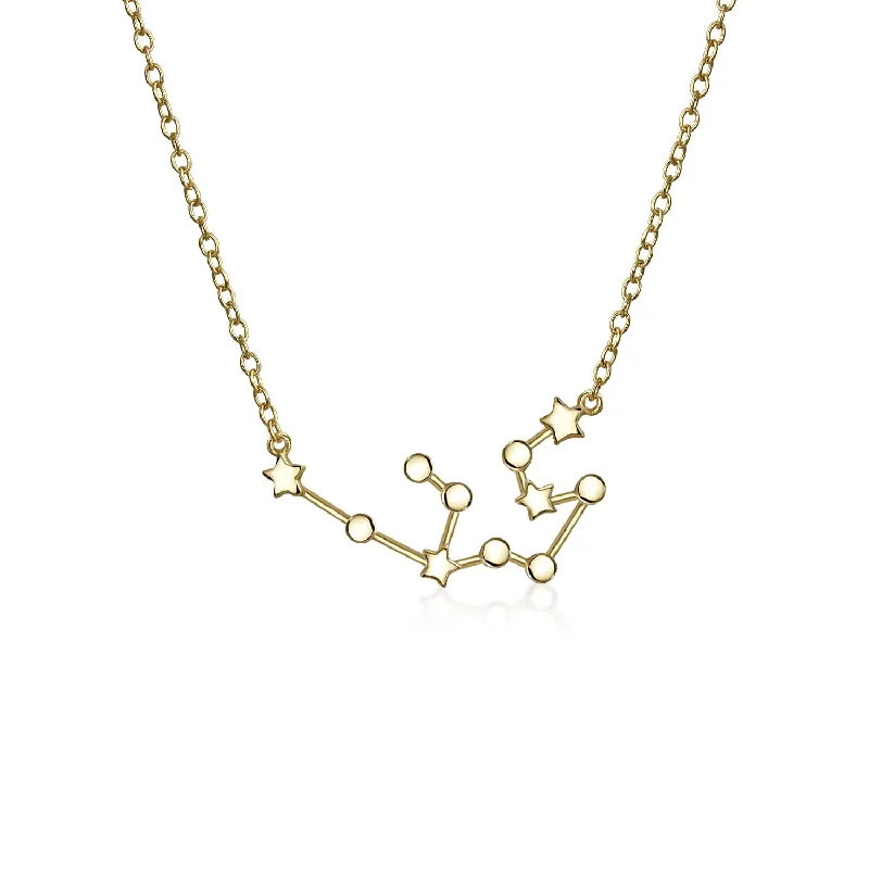 Chunky Gold Necklace-Delicate Zodiac Constellation Pendant Necklace 14K Gold Plated Sterling Silver