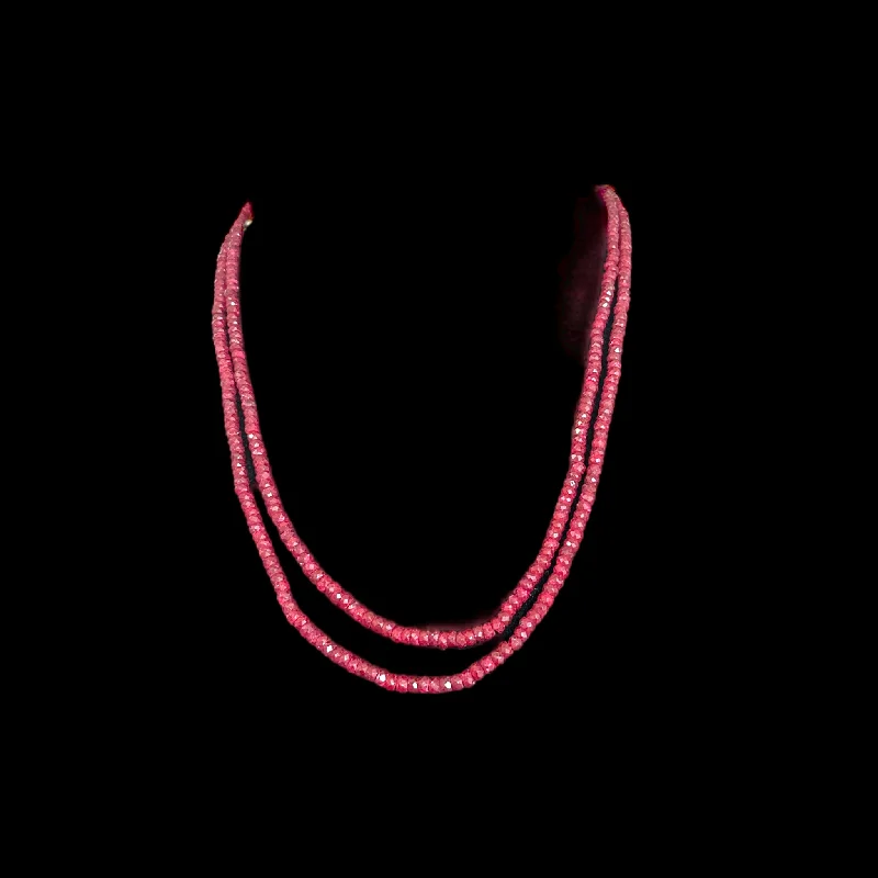 Silver Choker Necklace-NS295 -A ruby  beads necklace ( READY TO SHIP )