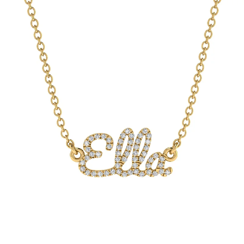 Geometric Pendant Necklace-Diamond Gold Name Necklace - Ella