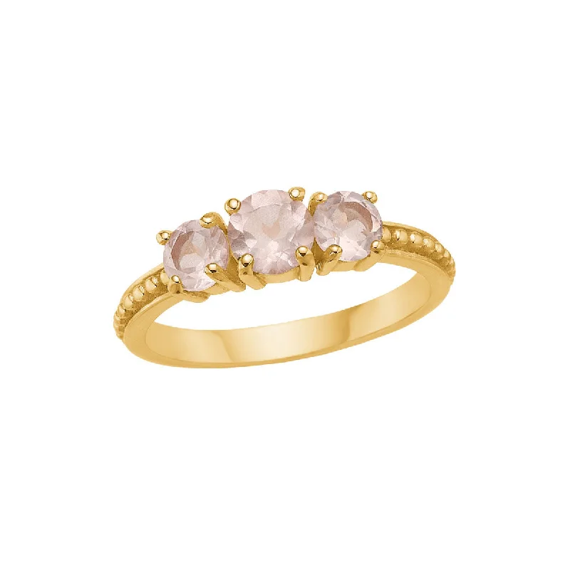 Green Diamond Engagement Ring-Pink 18K Gold Plated Ring w. Quartz