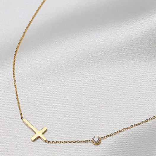 Personalized Necklace for Gift-AMD Faith Sideways Cross Necklace