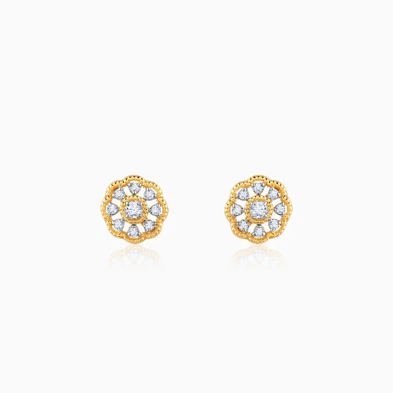 Sweetheart Earrings-Gold Bloom Buddies Diamond Earrings