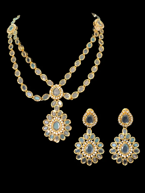 Lightweight Pendant Necklace-NS343 Farhat gold plated short necklace with earrings ( READY TO SHIP )