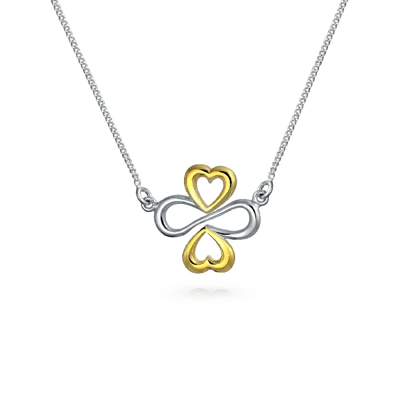 Simple Gold Necklace-Ayllu Amulet Heart Infinity Clover Pendant Necklace 14K Gold Plated Silver