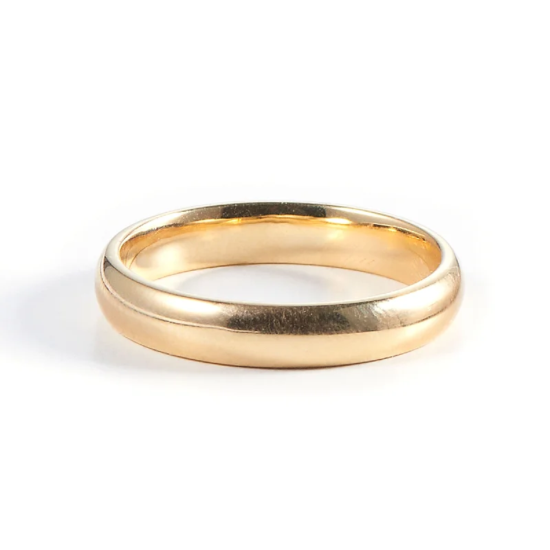 Gold Wedding Ring with Diamonds-MIKO 14K Gold Ring 4mm