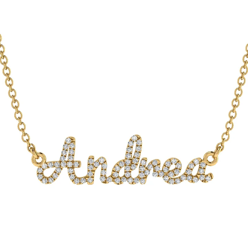 Women’s Pendant Necklace-Diamond Gold Name Necklace - Andrea