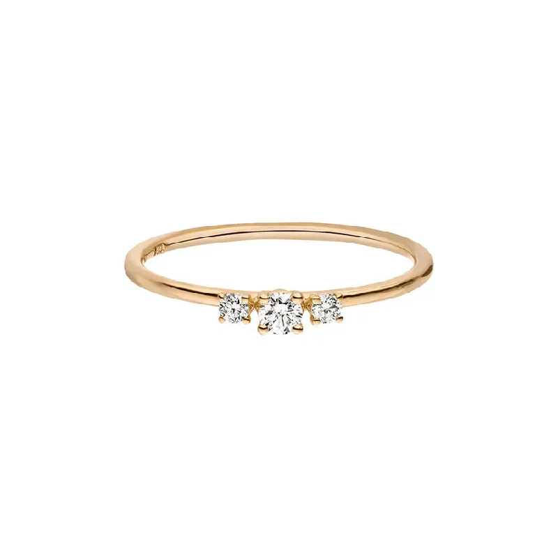 Personalized Promise Ring-Wilderness Trilogie 18K Gold Ring w. Lab-Grown Diamond