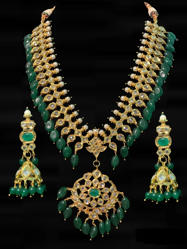 Chunky Gold Necklace-NS100 Tanika necklace set in green ( READY TO SHIP )