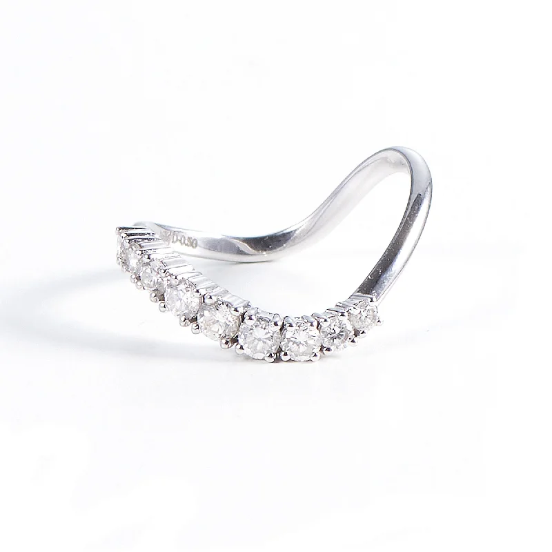 Personalized Ring with Initials-DUA 14K White Gold Ring w. Diamonds