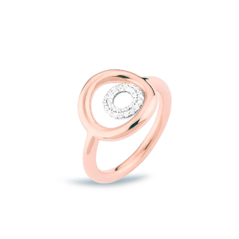 Elegant Platinum Engagement Ring-Matiné 18K Rosegold & Whitegold Ring w. 31 Diamonds