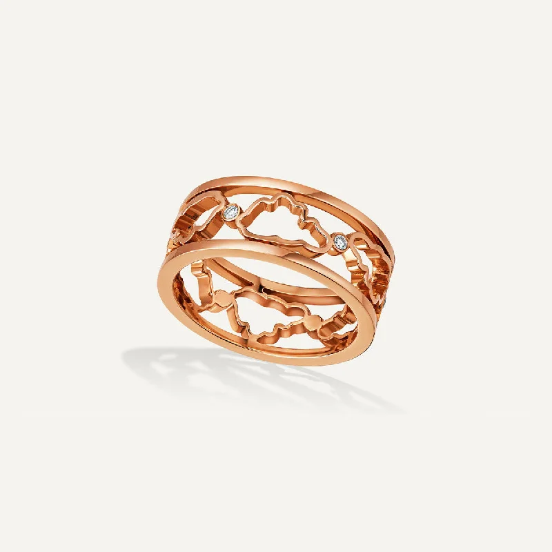 Bold Silver Band Ring-Allusia Love Band 18K Rosegold Ring w. Diamonds