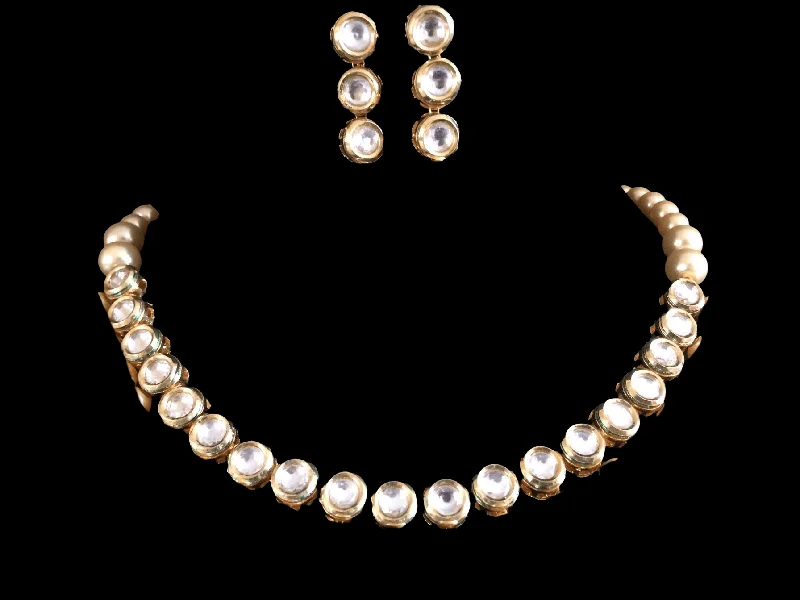 Wedding Necklace for Bridesmaids-NS173 Single line Ac kundan necklace (READY TO SHIP   )