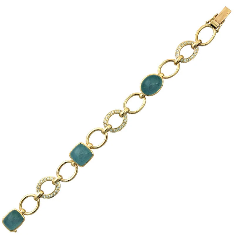 Men’s Cuff Bracelet-Bracelet- Aquamarine And Diamond (1493F)