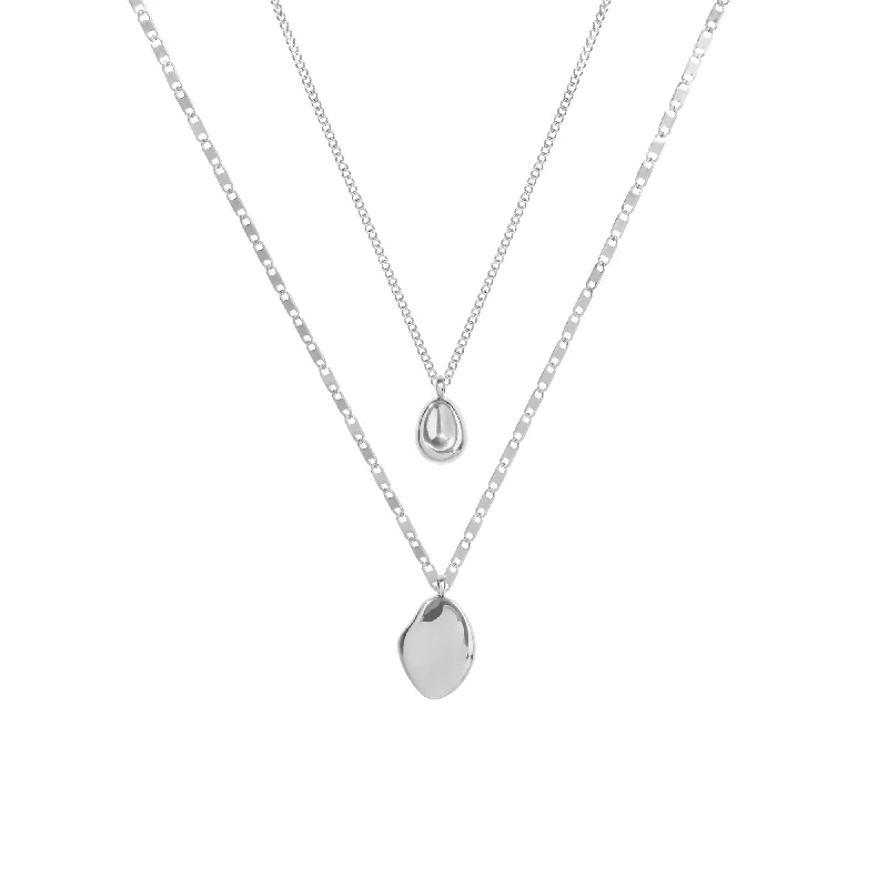 Silver Necklace with Charms-Duetto Pendant Necklace