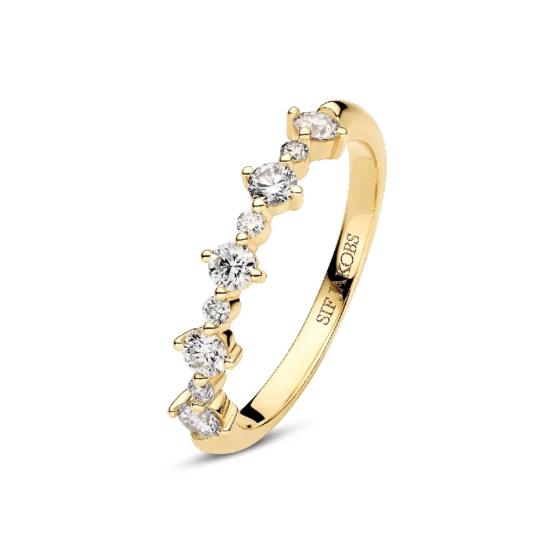 Black Diamond Engagement Ring-Brina 14K Gold Ring w. Lab-Grown Diamonds