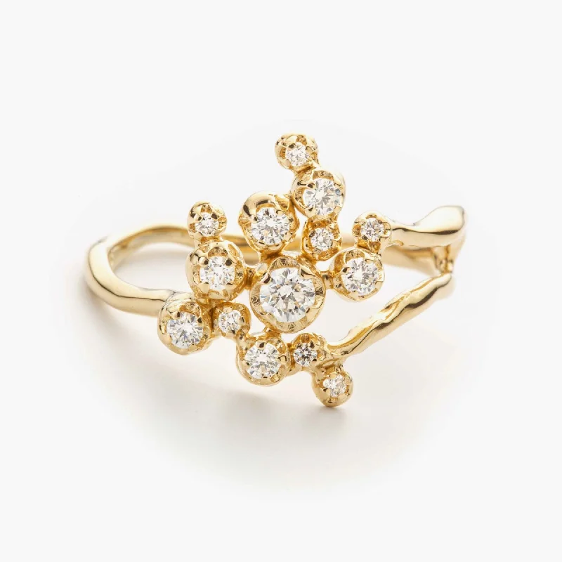 Boho Style Ring-Middle Organic Nr 02 18K Gold, Whitegold or Rosegold Ring w. Diamonds