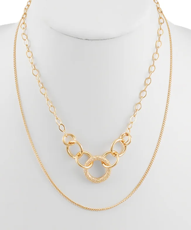 Multi-Layer Necklace-O Link Layered Gold Necklace