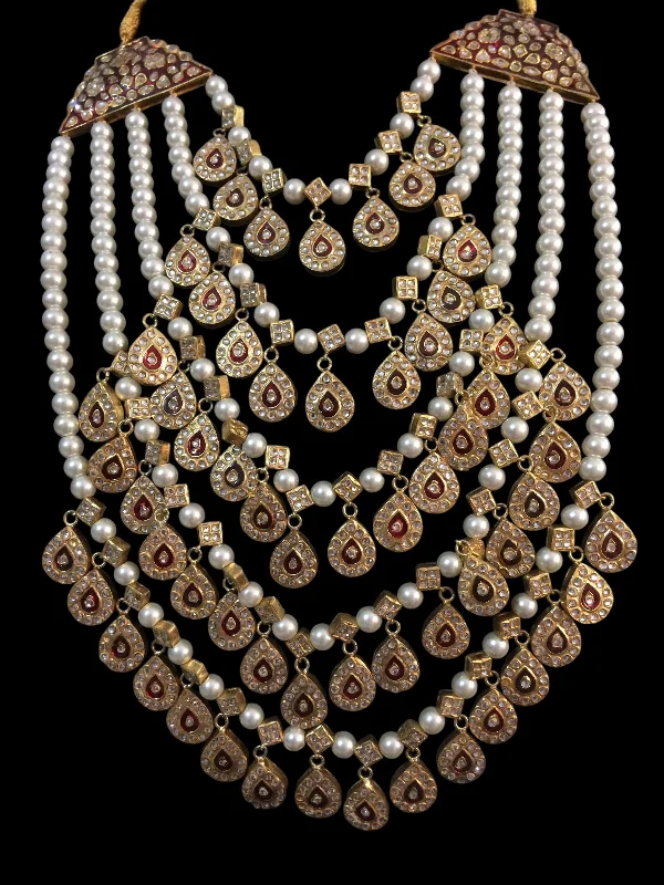 Large Crystal Necklace-Kyra  five layered kundan necklace / satlada ( SHIPS IN 4 WEEKS )