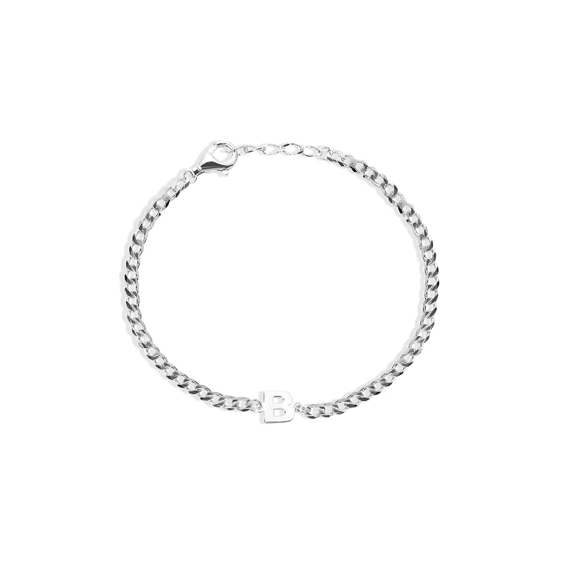 Pearl Bracelet for Wedding-THE SINGLE BLOCK LETTER CURB CHAIN BRACELET