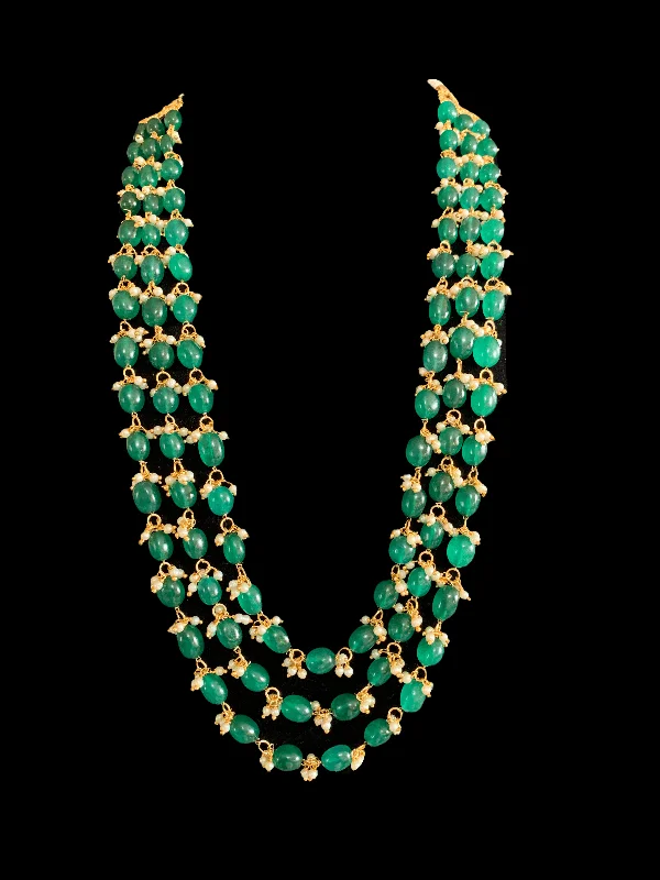 Luxury Diamond Necklace-NS306 Piyali beaded necklace - green  ( READY TO SHIP )