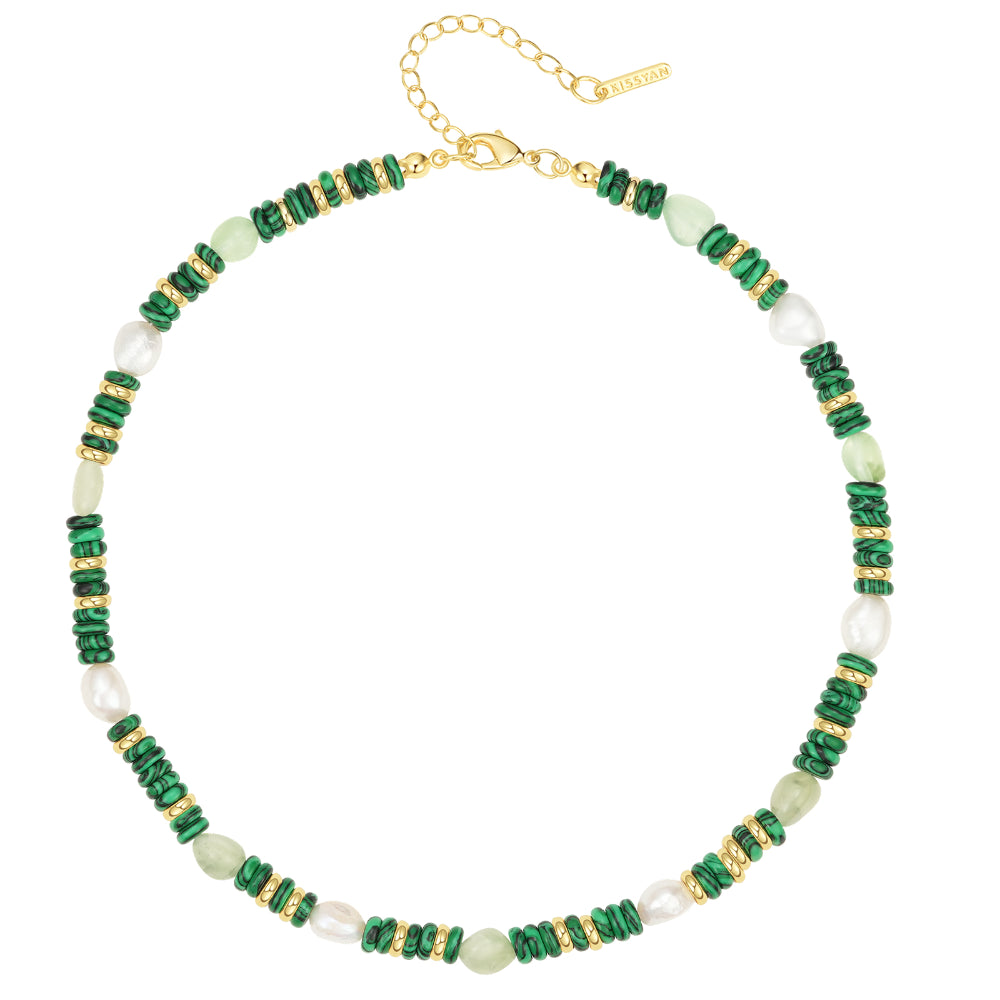 Star Pendant Necklace-Natural Malachite Gemstone Choker Necklace