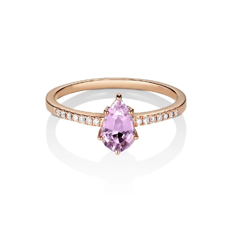 Unique Sapphire Ring-Rosa Nutana 18K Rosegold Ring w. Sapphire & Diamonds