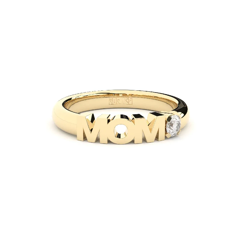 Simple Diamond Band-Becoming Mom 18K Gold Ring w. Lab-Grown Diamond