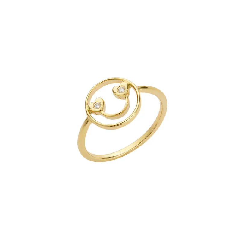 Silver Band Ring-PETIT Jen 14K Gold Ring w. Diamond