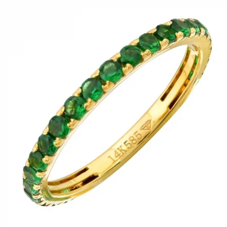 Stackable Rings for Women-Gemstone Tsavorite Stackable Eternity Ring