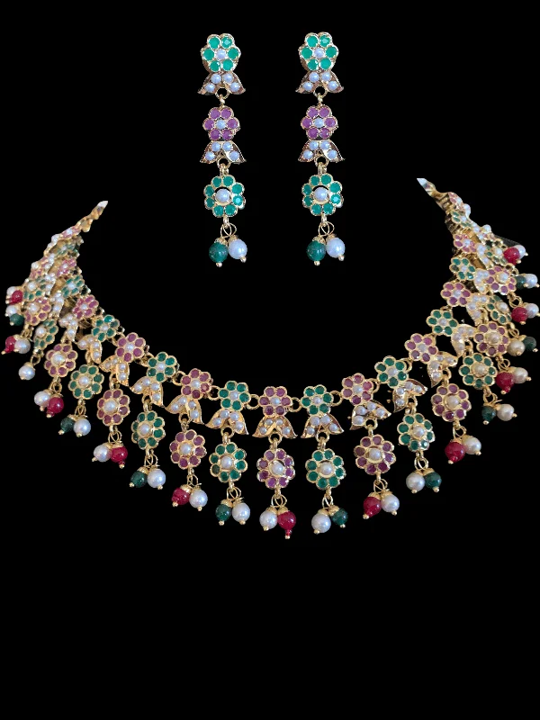 Large Pendant Necklace-NS256 Neha jadau necklace set ( ruby  emerald  ) - READY TO SHIP