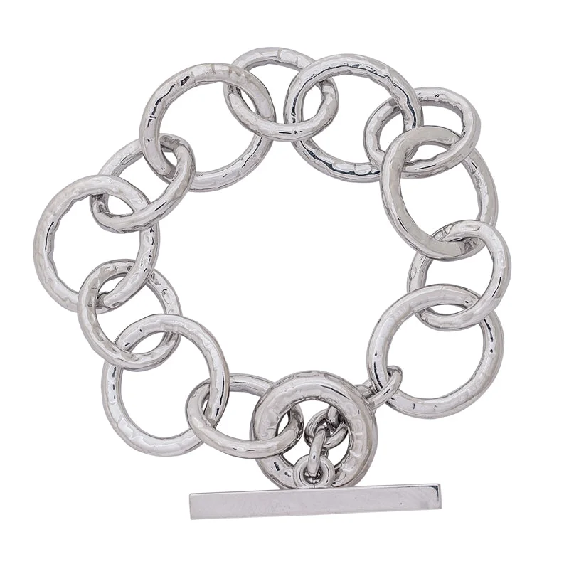 Chunky Silver Bracelet-Toggle Bracelet- Sterling Silver