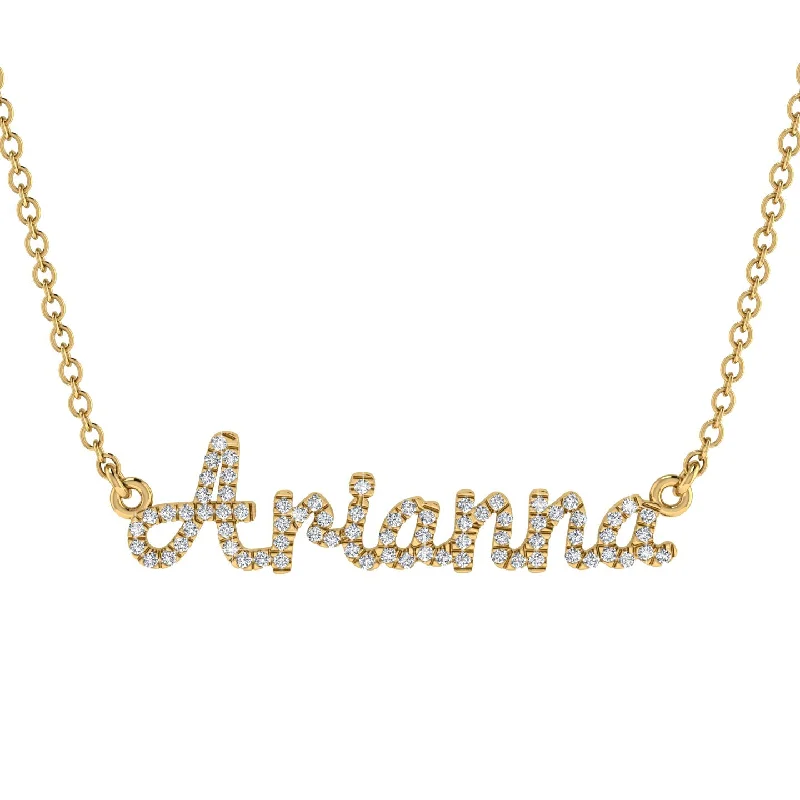 Personalized Birthstone Necklace-Diamond Gold Name Necklace - Arianna