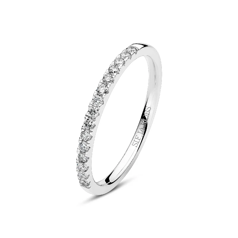 Gold Wedding Ring with Diamonds-Alba 14K Whitegold Ring w. Lab-Grown Diamonds