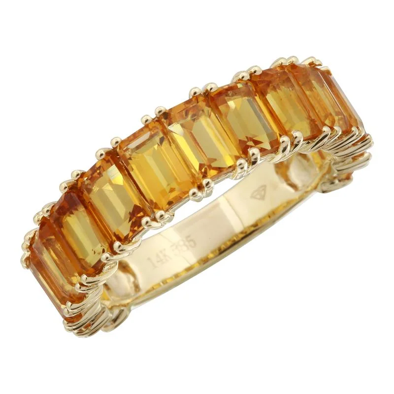 Personalized Ring with Initials-14k Gold Gemstone Citrine 3/4 Ring