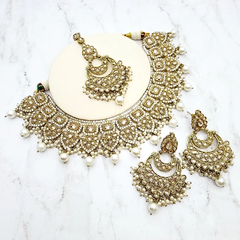 Layered Silver Necklace-Samia Necklace Set