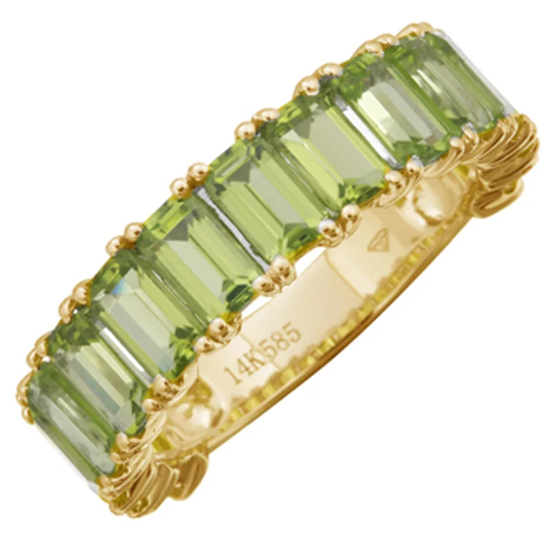 Diamond Cluster Ring-14k Gold 3/4 Gemstone Peridot Ring