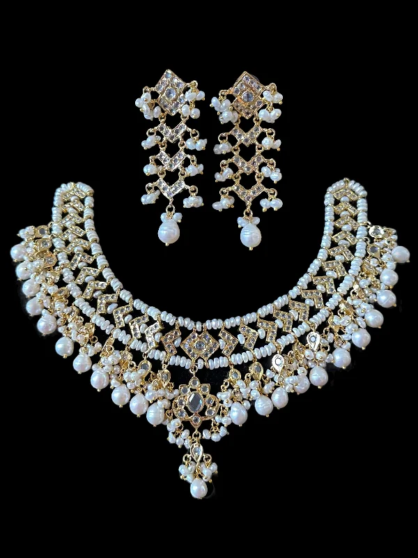 Personalized Family Necklace-DNS30 Jennine gold plated hyderabadi fresh water pearl necklace set ( SHIPS IN 4 WEEKS )