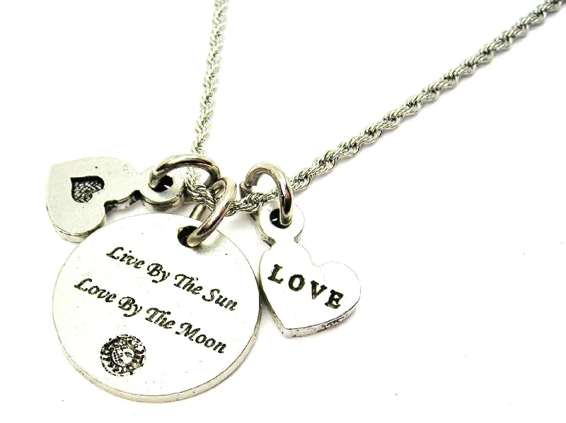 Silver Chain Necklace-Live By The Sun Love By The Moon Stainless Steel Rope Chain Necklace