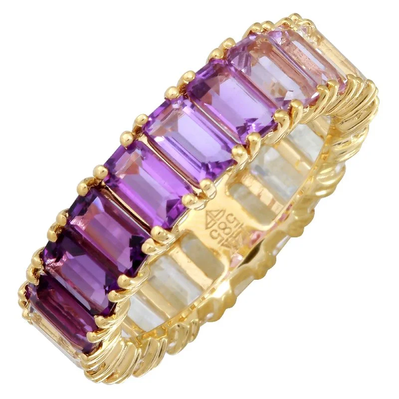 Unique Sapphire Ring-14k Gold Gemstone Ombre Eternity Ring