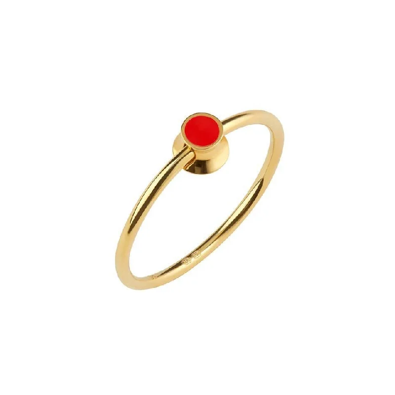 Customizable Gold Ring-Orbit Infinity Red Dot Gold Plated Ring