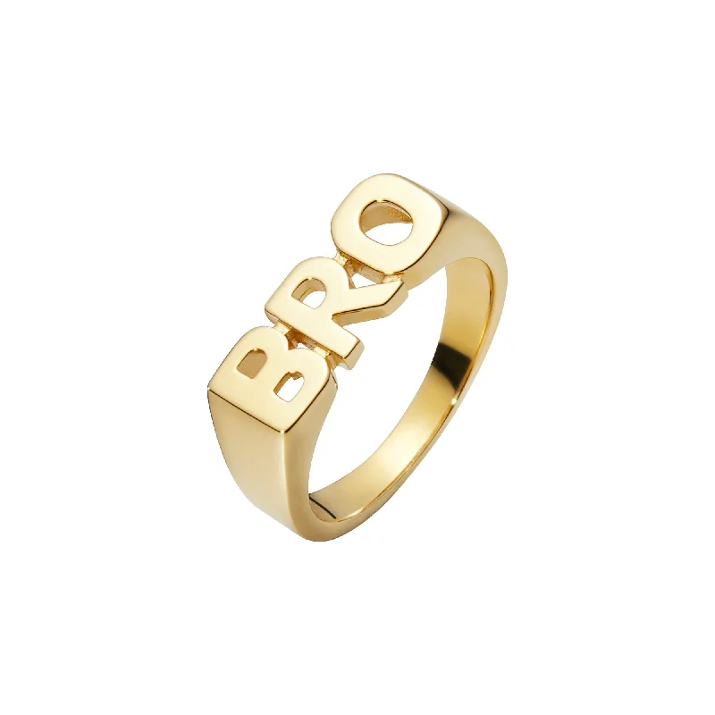 Wedding Ring Set with Diamonds-Bro Gold Plated Ring