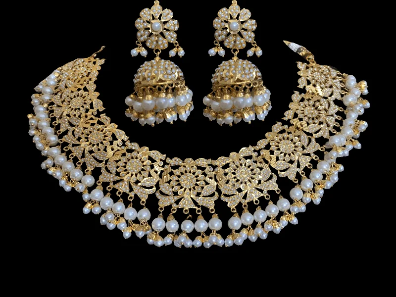 Elegant Gold Necklace-NS66 Rashmika Punjabi jadau necklace with jhumka ( SHIPS IN 4 WEEKS )