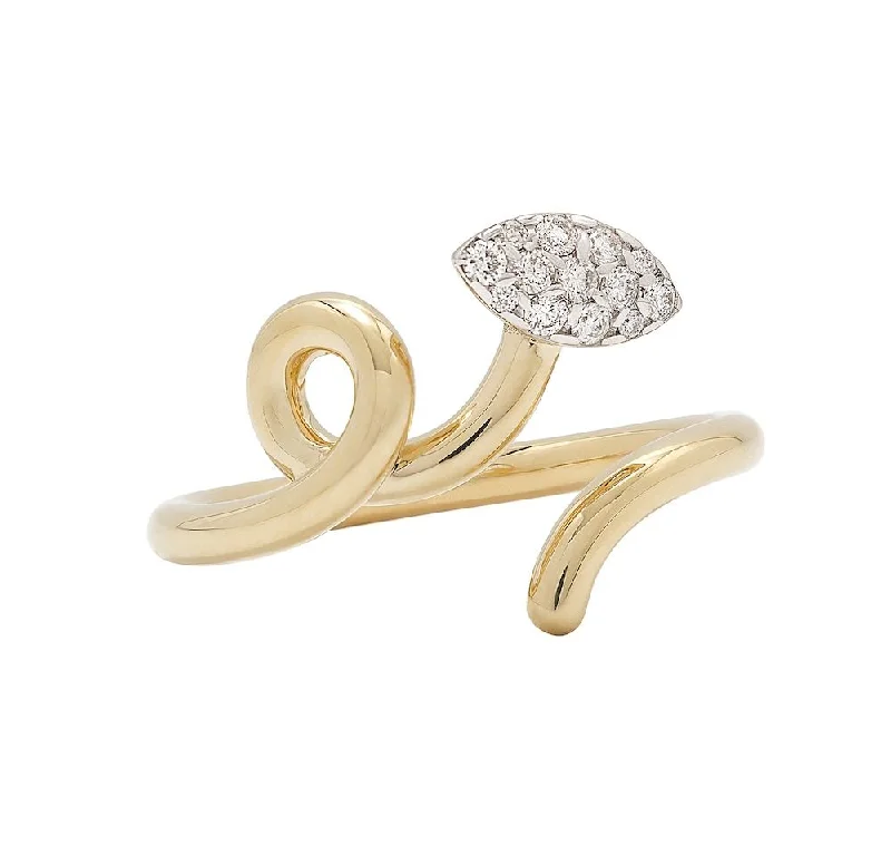 Modern Diamond Ring-Baby Vine Pave 9K Gold Ring w. Diamonds 16ct