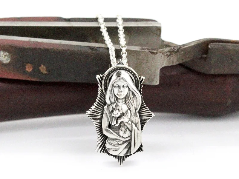 Birthstone Pendant Necklace-Patron Saint of Good Dogs Necklace - Patron Saint Medallion