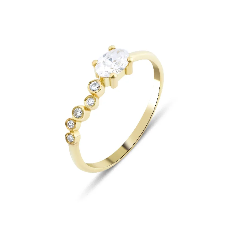 Two-Tone Wedding Ring-Seraphina Wing 18K Gold Ring w. Diamonds